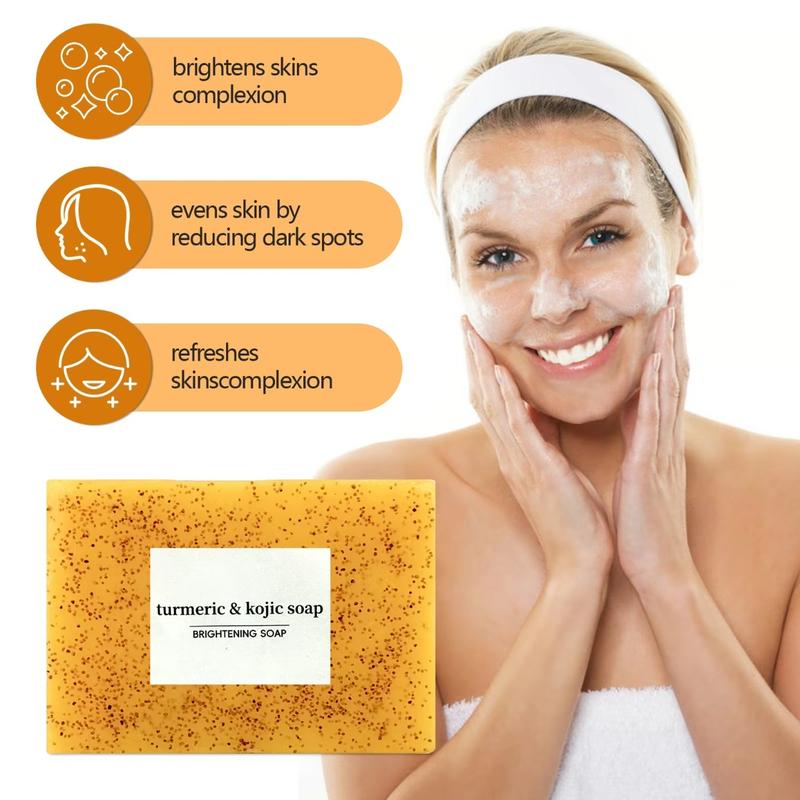 Lemon Turmeric & Kojic Acid Soap Bar, Face & Body Wash, Dark Spot Reducer, Daily Skin Cleanser Sets for Acne-prone Skin, Moisturizing Gentle Kojic Acid Soap Bar Set with Soap Saver Bags Facial Cleansing Facial Wash Skin Repair Skincare