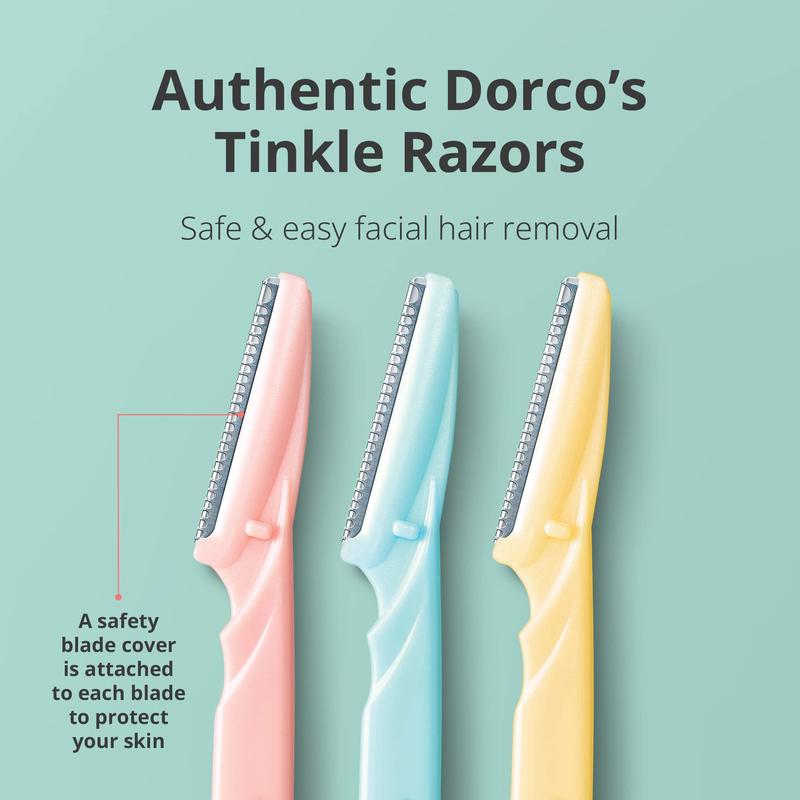 Tinkle Dermaplaning Tool 6 razors | Eyebrow Razor, Facial Razor, Peach Fuzz Remover, Exfoliating | Stainless Steel Safety Cover for Sensitive Skin