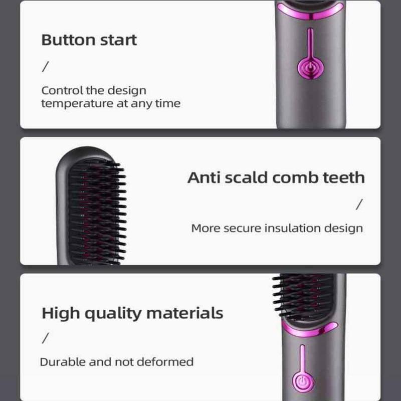 Summer Wireless USB Charging Straight Hair Comb, Cordless Hair Straightener, Hair Straightening Comb for Frizz Free Hair, Smooth Heated Hair Styling Tool, Makeup Products, Hair Products