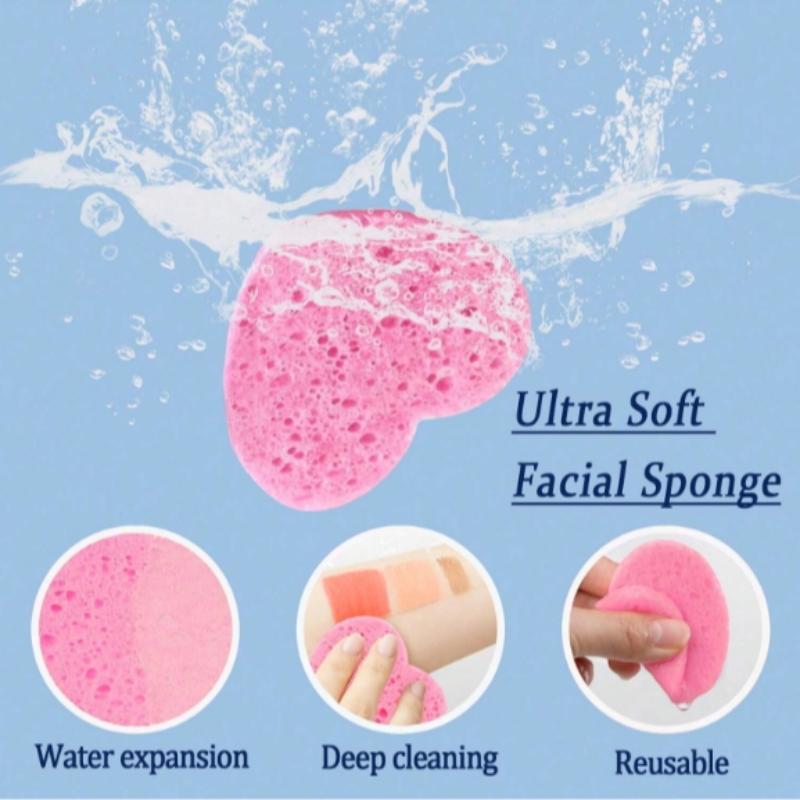 Heart Shaped Facial Cleansing Pad, 50pcs box Disposable Face Sponge, Natural Face Exfoliator with Storage Container for Makeup Remover Travel, Skincare Tools