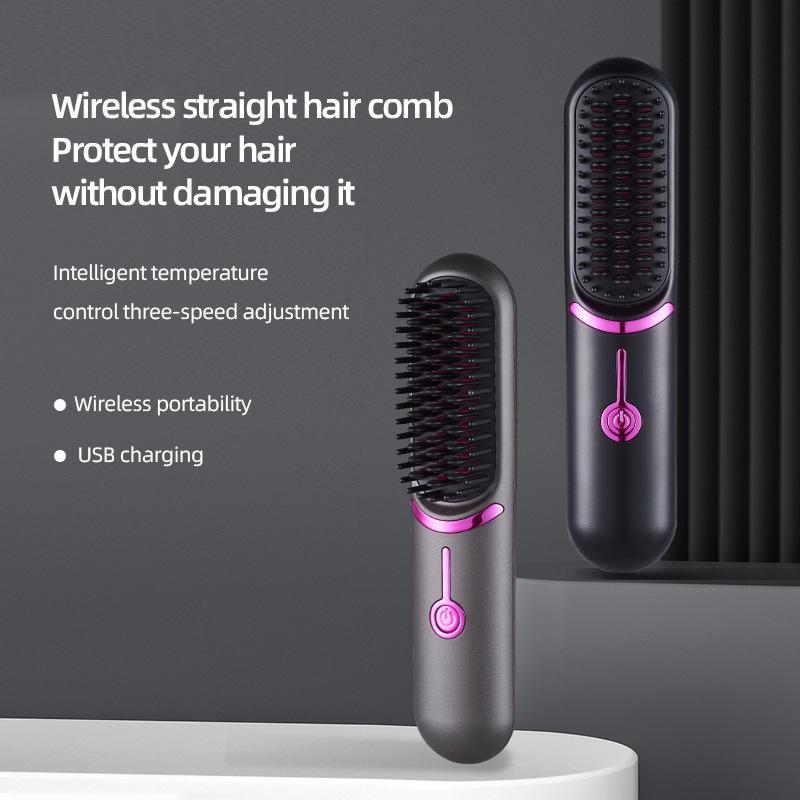 Summer Wireless USB Charging Straight Hair Comb, Cordless Hair Straightener, Hair Straightening Comb for Frizz Free Hair, Smooth Heated Hair Styling Tool, Makeup Products, Hair Products