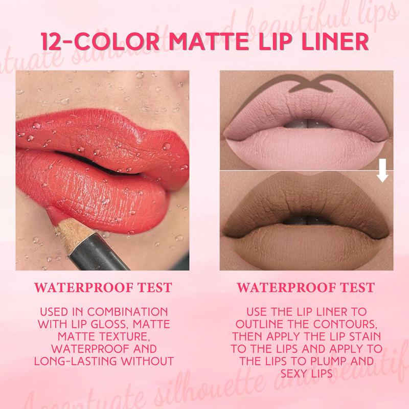 Long Lasting Matte Lip Liner, Waterproof Non-stick Cup Lipliner, Girls and Women Makeup Accessories, Suitable for All Occasions Lip Makeup