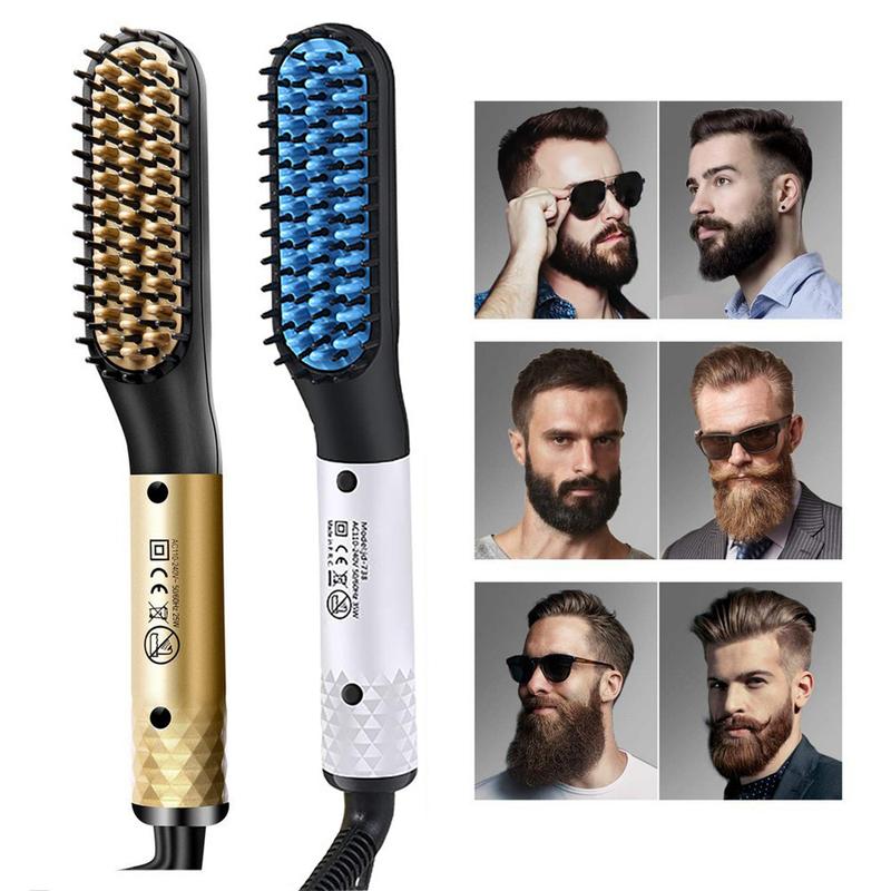 LIGOPAPO Heated Styling Comb for Men Hair Beard Straightener 2-in-1 Heated Beard Brush Short Hair Straightening Comb 2 Settings Ionic Technology Eliminates Frizz Straightener Portable for Travel, Great Gift for Husband Dad Boyfriend