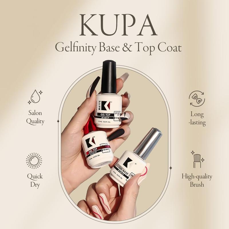 KUPA GelFinity - Soak Off Gel - Top Coat Glossy Finish (No-Wipe) 0.5 Fl Oz, 1 pack Nail Nail Art Nail Care Nail Polish