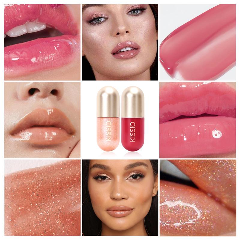 Colorful Lip Plumper, 2 Counts set Natural Plumping Lip Serum, Moisturizing Lip Plumper Lip Oil for All Occasions