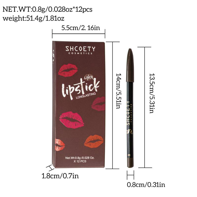 12-color matte lip liner set nude lipstick long-lasting and non-fading Line lip pencil makeup lipliner  combo