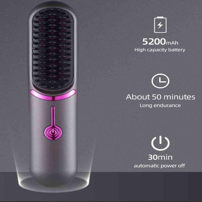 Summer Wireless USB Charging Straight Hair Comb, Cordless Hair Straightener, Hair Straightening Comb for Frizz Free Hair, Smooth Heated Hair Styling Tool, Makeup Products, Hair Products