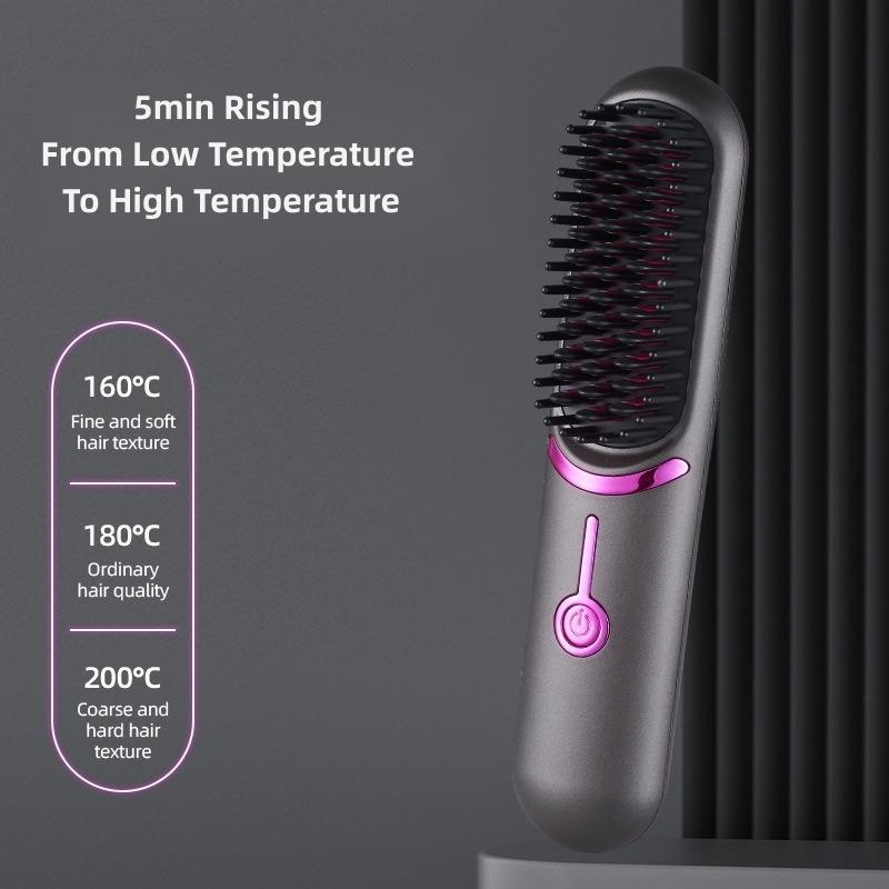 Summer Wireless USB Charging Straight Hair Comb, Cordless Hair Straightener, Hair Straightening Comb for Frizz Free Hair, Smooth Heated Hair Styling Tool, Makeup Products, Hair Products