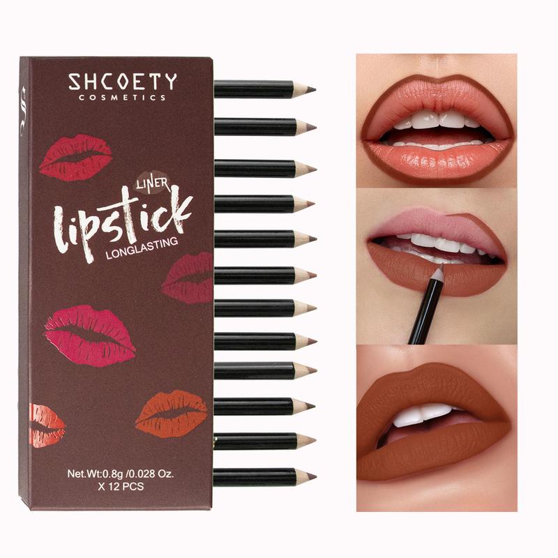 12-color matte lip liner set nude lipstick long-lasting and non-fading Line lip pencil makeup lipliner  combo