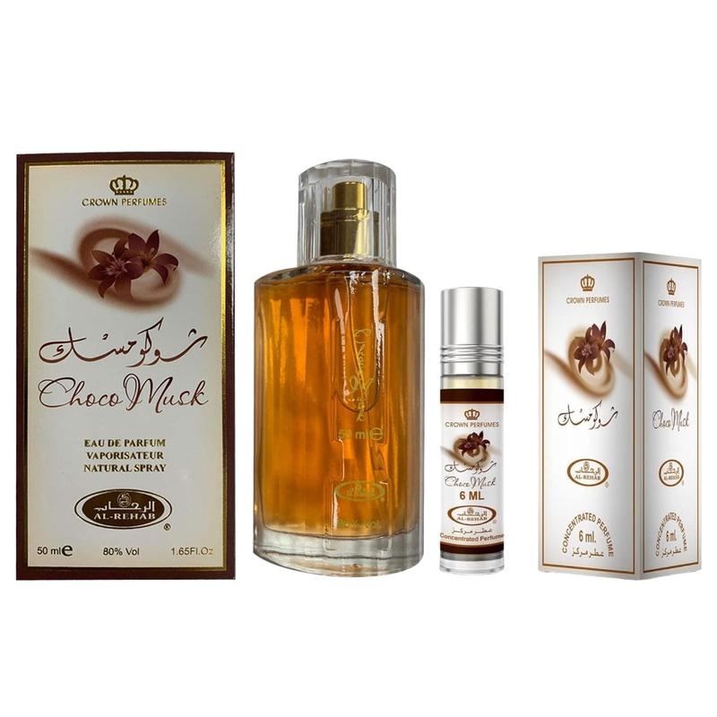 Combo Pack Choco Musk - (6ml + 50ml) Perfume Oil Roll-On & Spray by Al-Rehab Aroma Fragrance