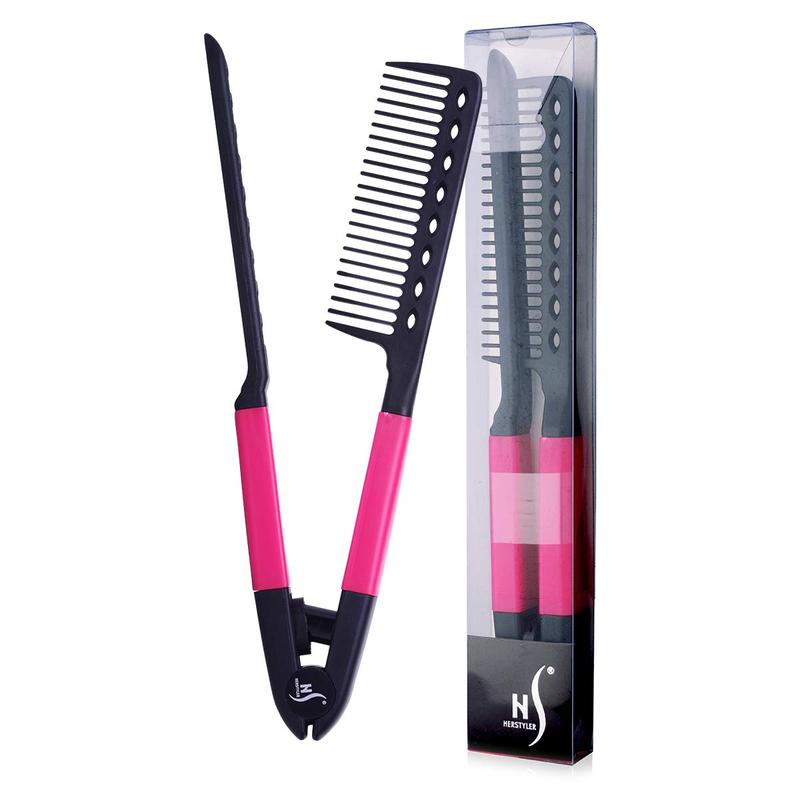 Herstyler Straightening Comb For Hair, 2 Pack - Flat Iron Comb For Great Tresses With A Firm Grip (Pink) Brush Handy