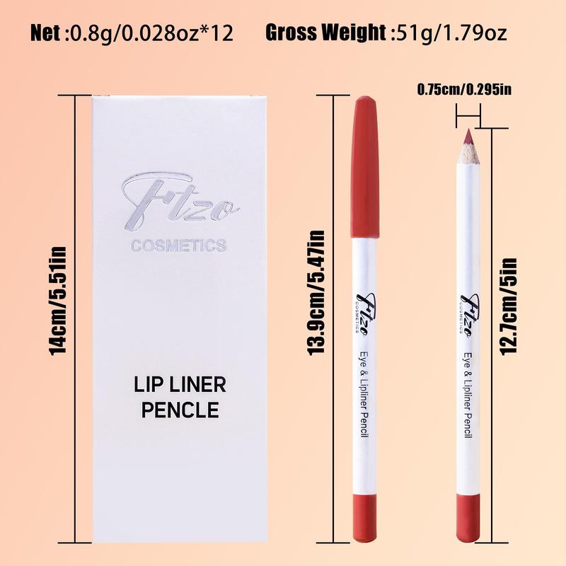 Long Lasting Lip Liner Set, 12pcs set Matte Easy Coloring Lip Liner Pencil, Natural Lip Makeup Tool for Women & Girls