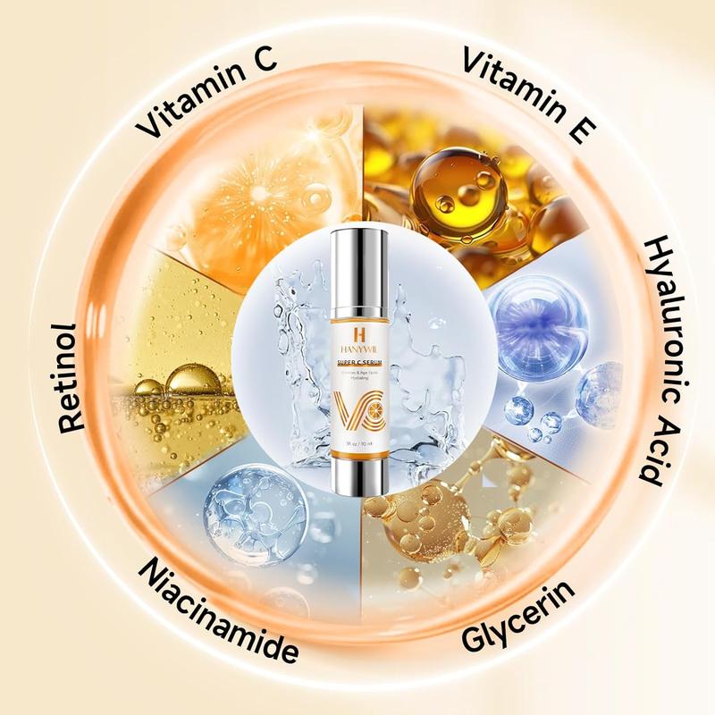 Super Vitamin C Serum for Face, With Natural Ingredients Target to Age Spots, Wrinkles, Hydrating, Anti Aging Facial Skin Care, Firms, Lifts, Smooths, Vitamin C Face Serum 3 fl oz