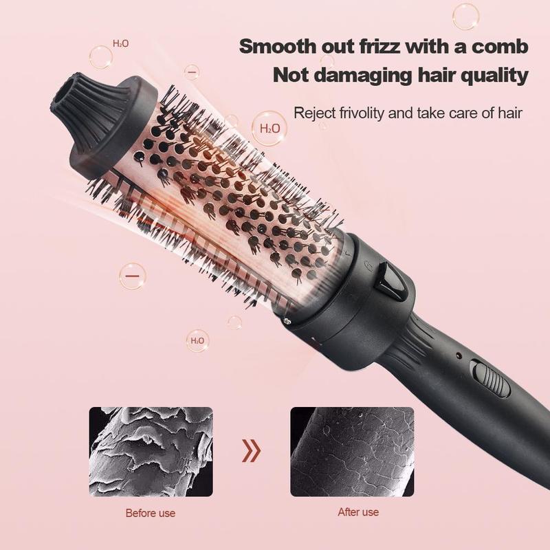 3 in 1 Ceramic Curling Wand, 1 Box Thermal Round Brush for Blowout Look, Fast Heating Brush, Hair Brush Curling Iron for All Hair