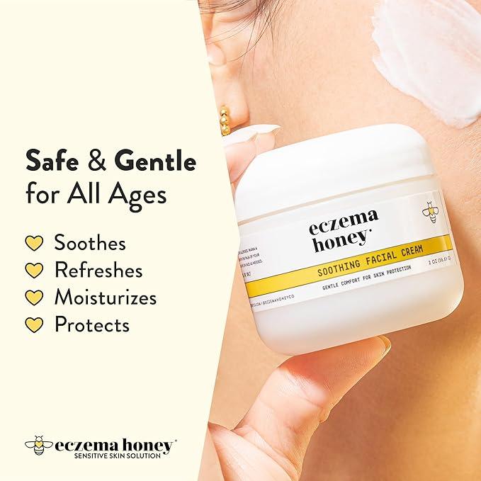 Eczema Honey Soothing Facial Cream | Eczema Lotion | Face, Eyelids, Lips | Natural | Dry Skin Repair Comfort Moisturizer