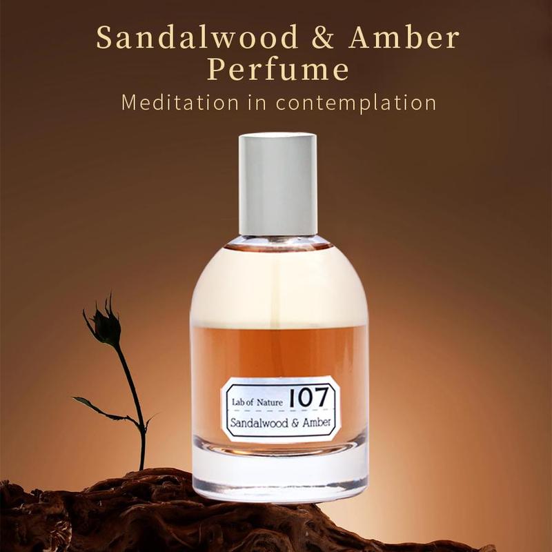 Sandalwood & Amber Scented Perfume, 1 Box Long Lasting Fragrance for Men & Women, Elegant Perfume for Daily Use, Holiday Gift