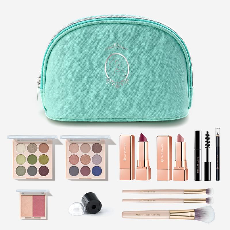 Color Nymph Girls Makeup Kit For Teens Girls With Cosmetics Bag Included Eyeshadow Palette Blush Lipstick Lip Pencil Eye Pencil Brush Mascara（Green） teen makeup