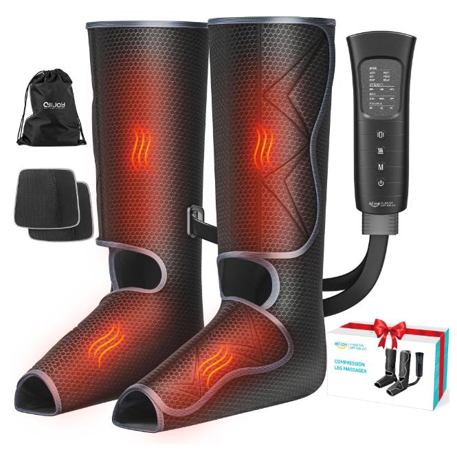 Leg Massager,Calf Foot Massager,Leg Air Compression Massager Boots for Circulation and Pain Relief,6 Modes 3 Intensities 2 Heating Levels 30 Mins Auto-off 2 Extensions