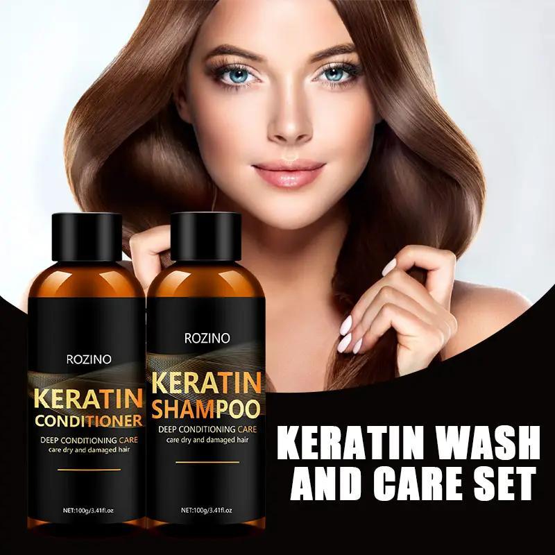 Keratin Hair Conditioner & Shampoo, 2pcs set Deep Cleaning Hair Care Set for Damaged, Dry, Frizzy, Easy Broken and Split Hair, Comfort Haircare, Valentine Gifts for Her