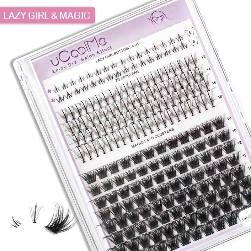 uCoolMe “Lazy Girl” Lash Clusters DIY Lash Extensions 10-16mm Cluster Eyelashes Makeup Individual Lashes Eyelash Extensions DIY at Home Beginner Friendly