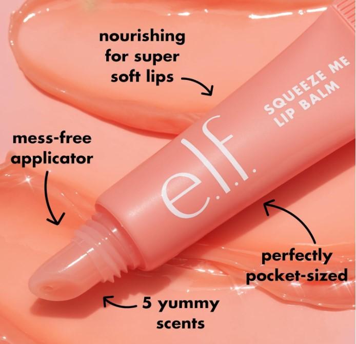 e.l.f. Squeeze Me Lip Balm, Moisturizing Lip Balm For A Sheer Tint Of Color, Infused With Hyaluronic Acid, Vegan & Cruelty-free, Strawberry