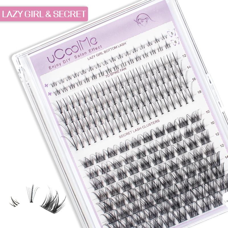 uCoolMe “Lazy Girl” Lash Clusters DIY Lash Extensions 10-16mm Cluster Eyelashes Makeup Individual Lashes Eyelash Extensions DIY at Home Beginner Friendly