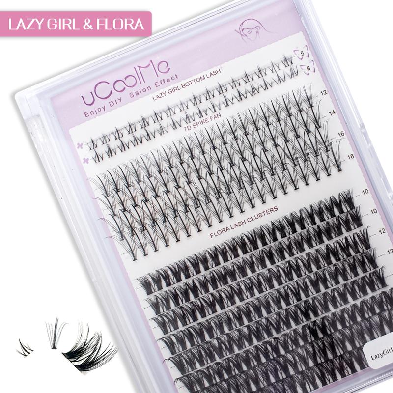 uCoolMe “Lazy Girl” Lash Clusters DIY Lash Extensions 10-16mm Cluster Eyelashes Makeup Individual Lashes Eyelash Extensions DIY at Home Beginner Friendly