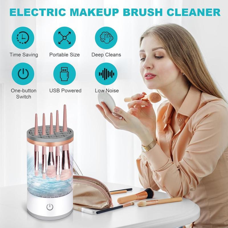 Christmas Electric Makeup Brush CleanerAutomatic Makeup Brush Cleaner MachineElectric Spinning Cleaner, Super-fast for MostSize Brush