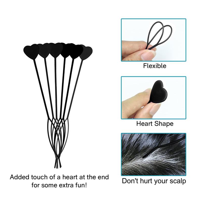 12 Count Quick Tail Hair Beader Tool for Braiding Hair Beads on Braids Threader Braider Loop Tool for s Girls Stringer Ponytail Hair Styling  Set 12 Count Black Haircare Heatless