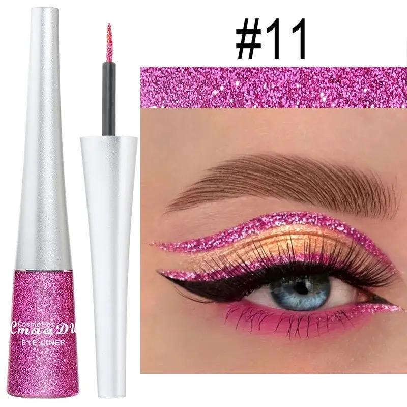 Glitter Liquid Eyeliner Pearlescent Diamond Eyeshadow 16 Color Sequins Blue Silver Pink Rose Gold Mini Fine Brush Eyeline Makeup Cosmetic Shimmer Lipliner