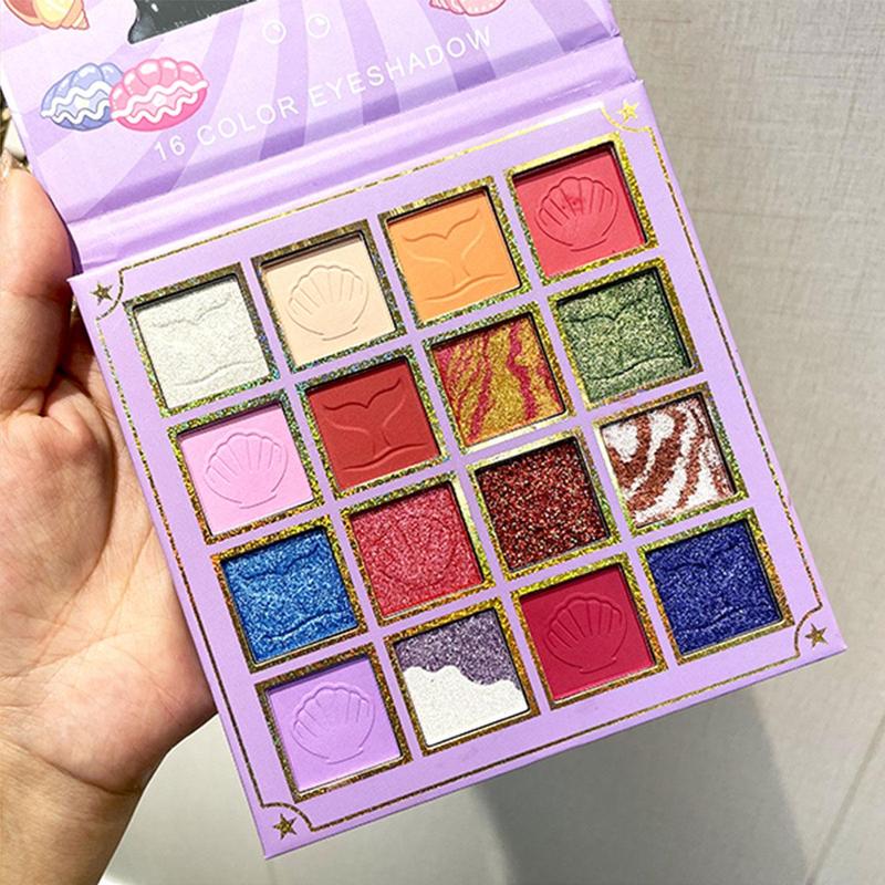 16 Color Mermaid Eyeshadow Palette, Shimmering Eyeshadow Palette, Colorful Eye Makeup Palette, Eye Shadow Makeup Products for All Styles and Occasions