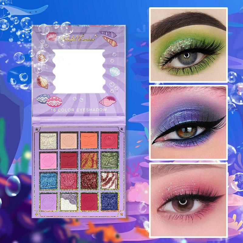 16 Color Mermaid Eyeshadow Palette, Shimmering Eyeshadow Palette, Colorful Eye Makeup Palette, Eye Shadow Makeup Products for All Styles and Occasions