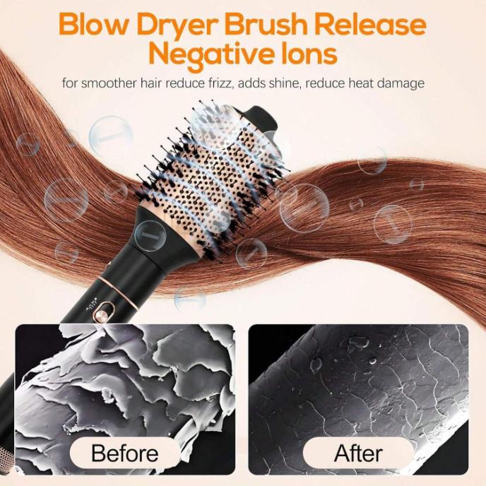 3-in-1 Hot air brush, removable, multiple temperature Settings, suitable for women with medium to long hair, black and blonde