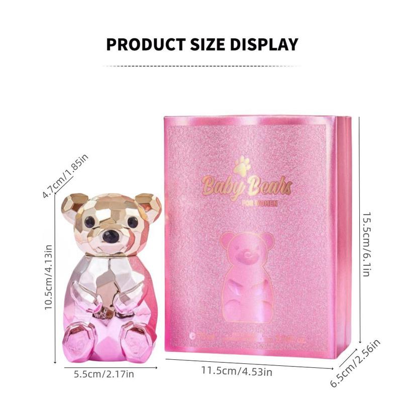 75ml Bear Design Perfume, Flower & Fruit Scented Perfume, Refreshing and Lovely Fragrance Suitable for Daily Office, Travel and Gifts