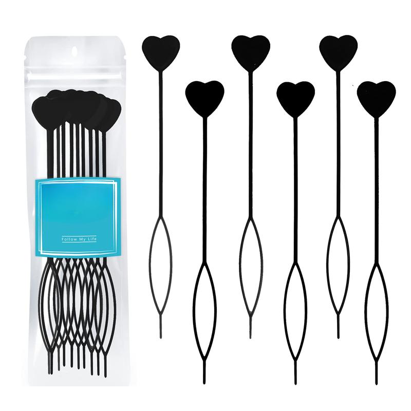 12 Count Quick Tail Hair Beader Tool for Braiding Hair Beads on Braids Threader Braider Loop Tool for s Girls Stringer Ponytail Hair Styling  Set 12 Count Black Haircare Heatless