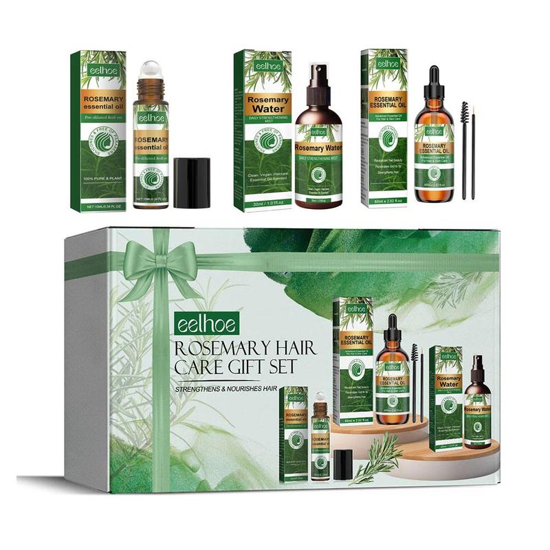 Rosemary Hair Care Gift Set, 3 Counts set Including Hair Oil, Roller Oil & Spray Water, Hair Care & Styling Product for Women & Men