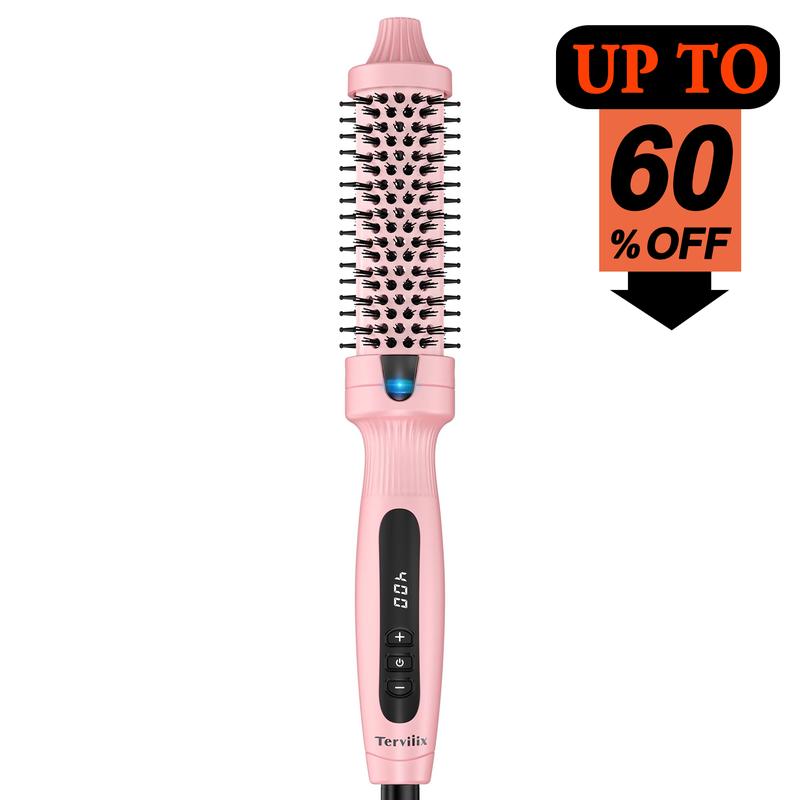 Terviiix Ionic Thermal Brush for Voluminous Style, Non-blowing Heated Round Brush with Adjustable Temp, Fast Heating with Dual MCH, Handle Comfort