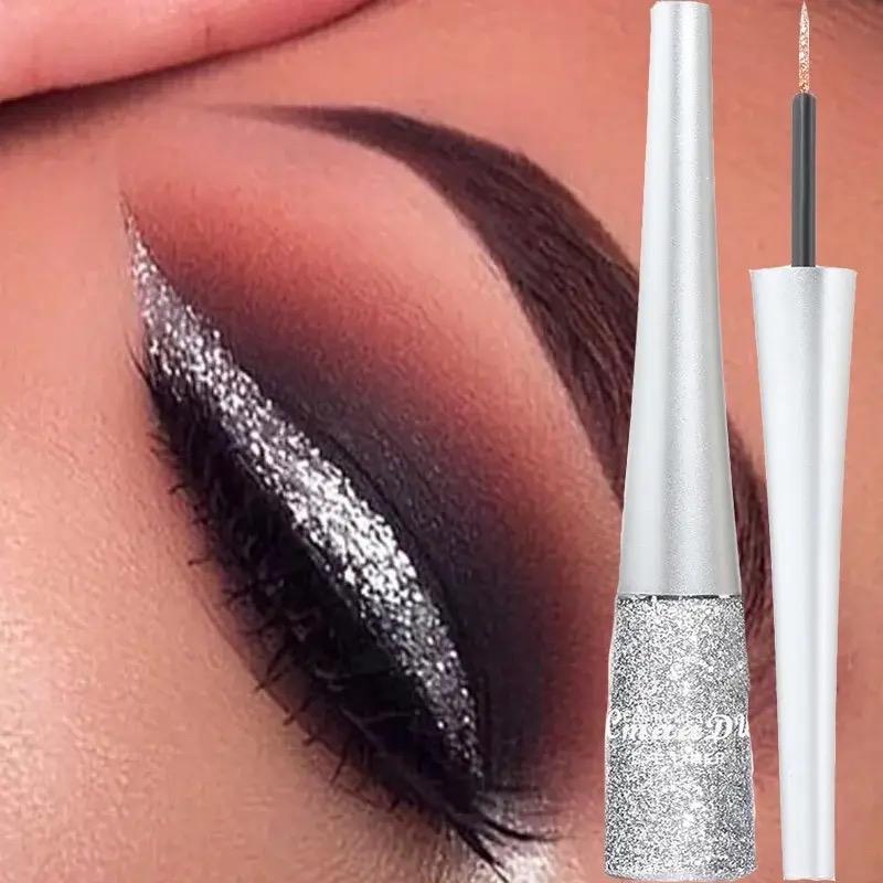 Glitter Liquid Eyeliner Pearlescent Diamond Eyeshadow 16 Color Sequins Blue Silver Pink Rose Gold Mini Fine Brush Eyeline Makeup Cosmetic Shimmer Lipliner