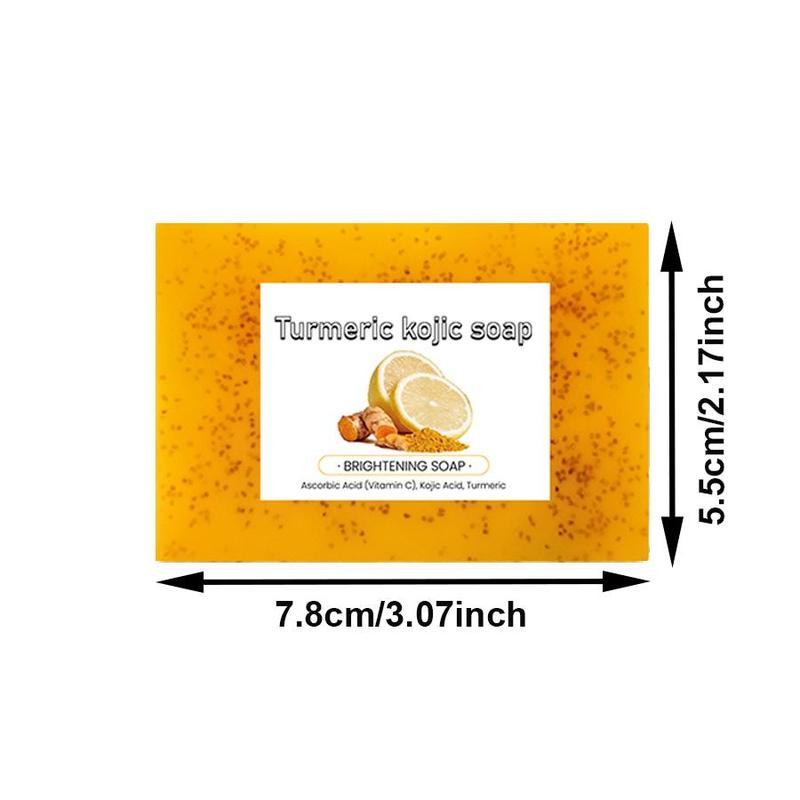 Turmeric Lemon Brightening Soap with Foaming Net, 3 Counts set Deep Cleansing Bathing and Facial Care Handmade Soap, Daily Skin Care Product for Women & Men