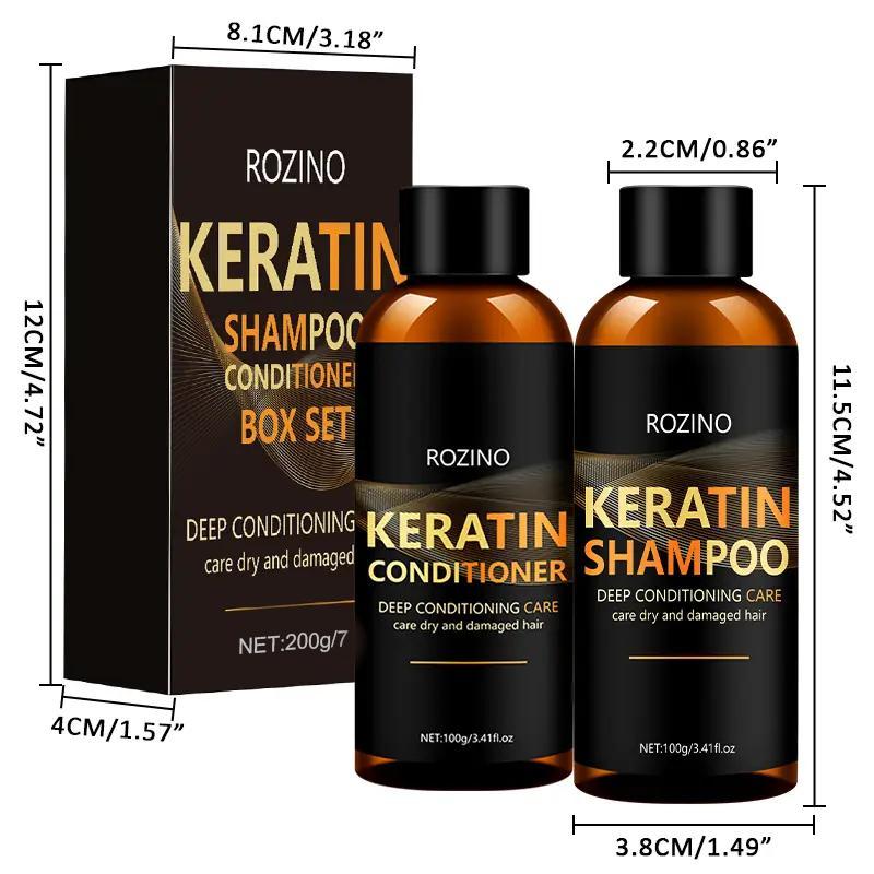 Keratin Hair Conditioner & Shampoo, 2pcs set Deep Cleaning Hair Care Set for Damaged, Dry, Frizzy, Easy Broken and Split Hair, Comfort Haircare, Valentine Gifts for Her