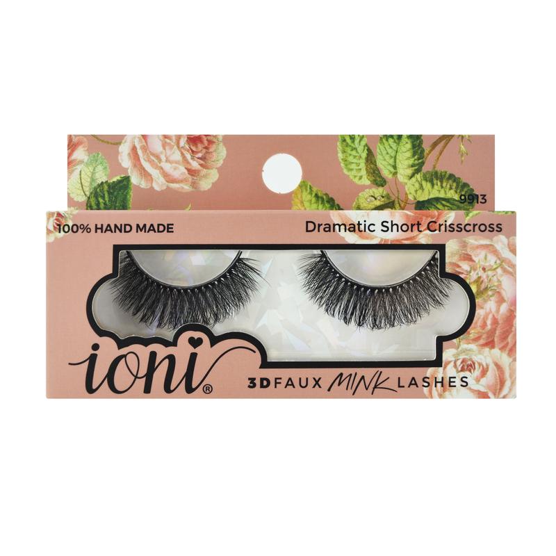 (12 Pairs) Ioni Dramatic Short Crisscross Lashes - 3D Faux Mink