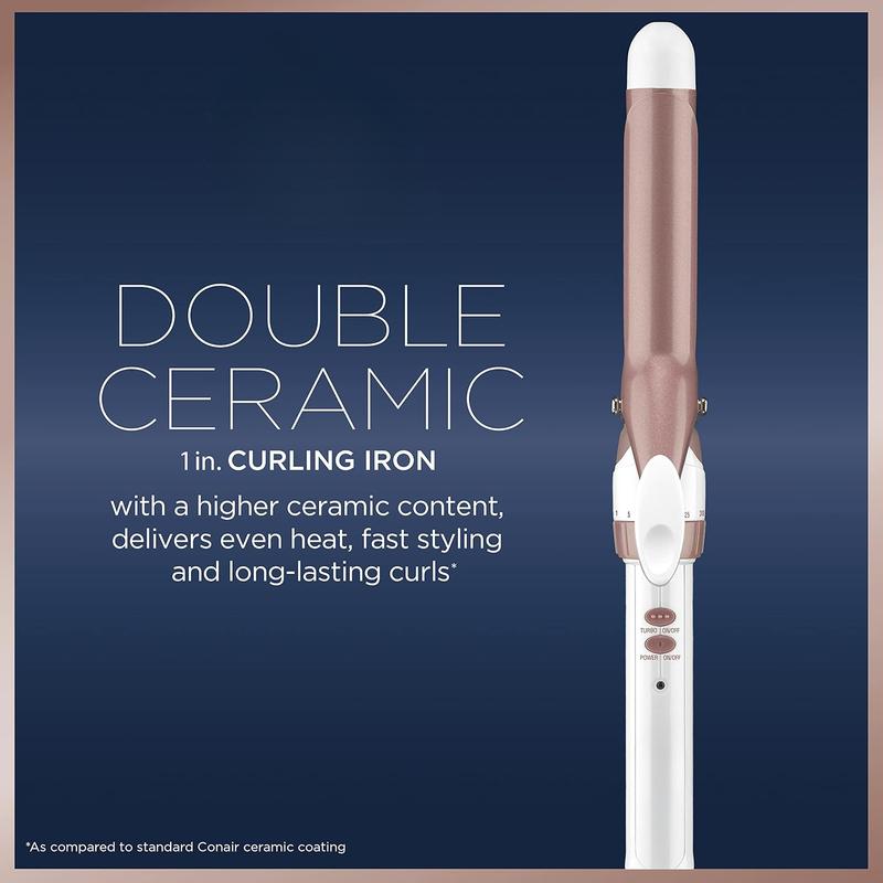 Double Ceramic 1-Inch Curling Iron, 1-inch barrel produces classic curls – for use on short, medium, and long hair