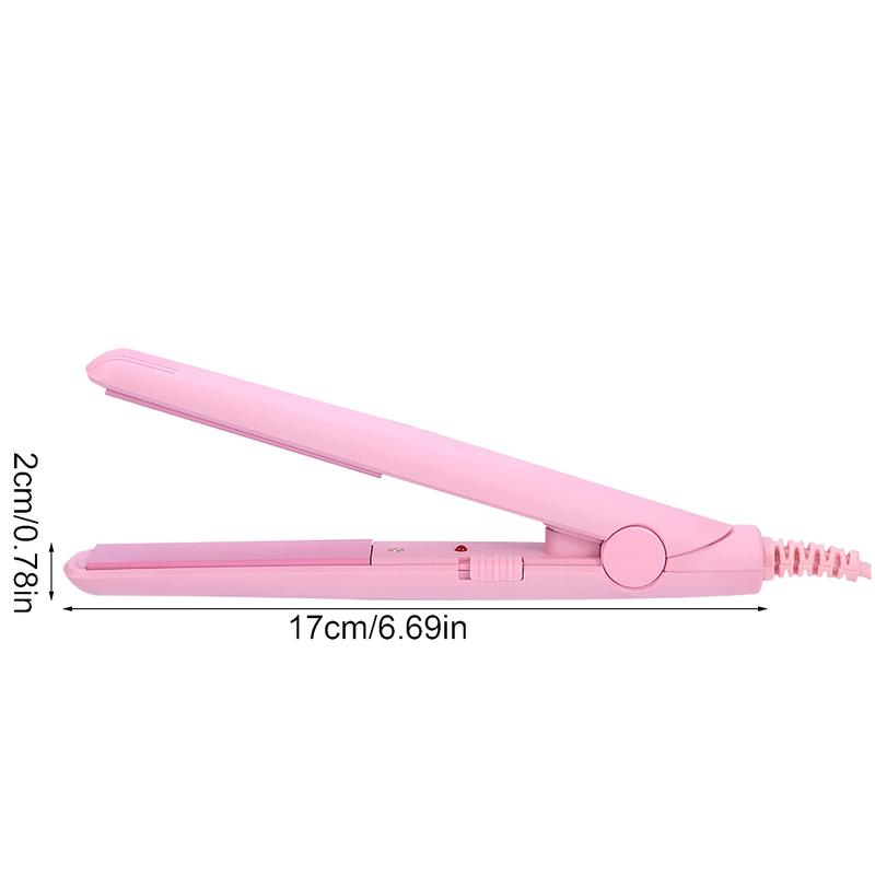 Hair Straightener, Flat Curler, 25W PTC Straightener and Curler in One Mini Straightener (Pink, US Plug)