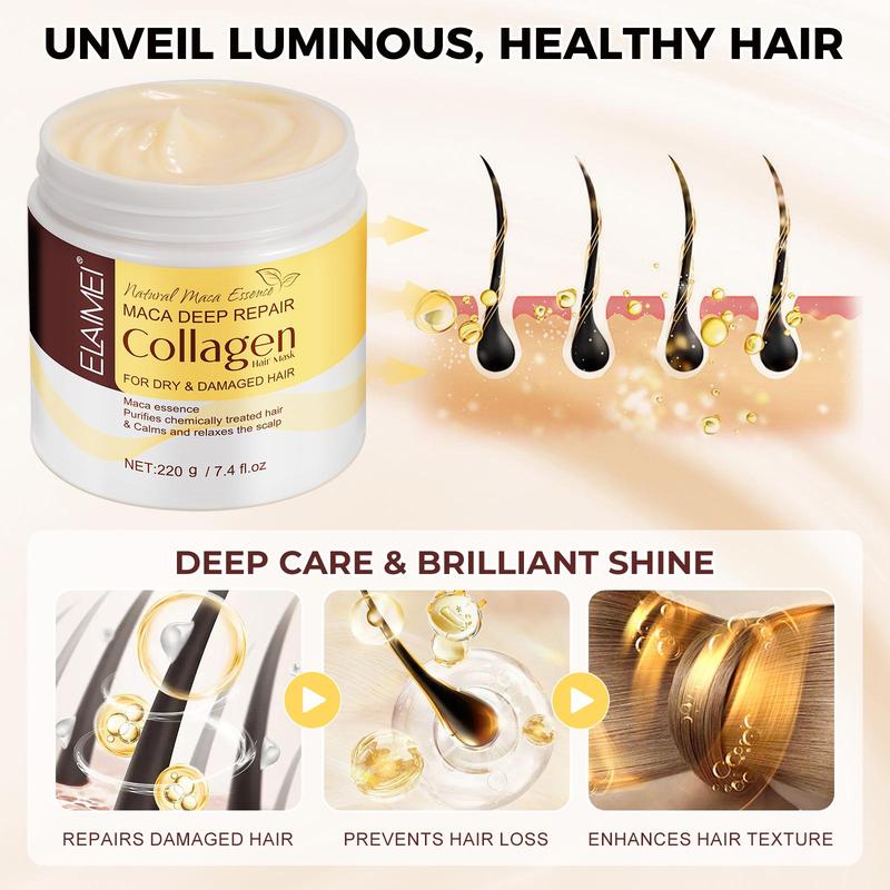 Collagen Hair Mask, 1 Box Deep Moisturizing Hair Mask for Christmas Gift, Natural Hair Mask for Dry and Devitalized Hair, Nourishing Hair Care Product for Women