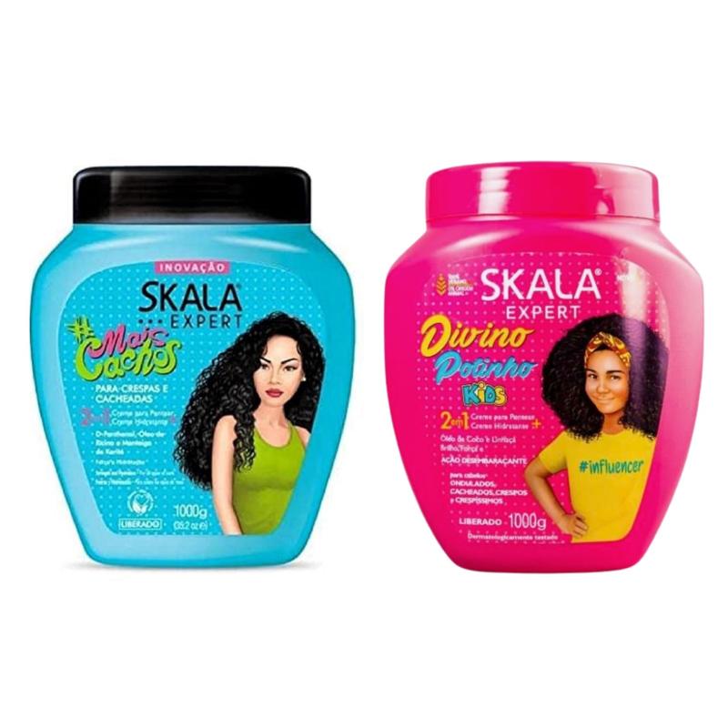 SKALA Hair Type 3ABC - Mais Cachos & Divino Potinho Combo - Hydrate Curls, Eliminate Frizz, For Curly Hair - 2-IN-1 Conditioning Treatment & Cream to Comb Conditioner Haircare