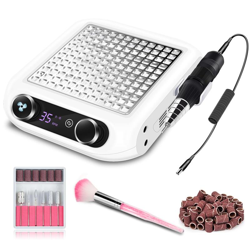 Nail Dust Collector Nail Drill 2 in 1 Smart Dust Collector Nail Tech and Nail Drill Professional 35000 rpm with LCD Screen, Nail Vacuum Dust Collector for Acrylic Nail Gel Nail Polish Remover