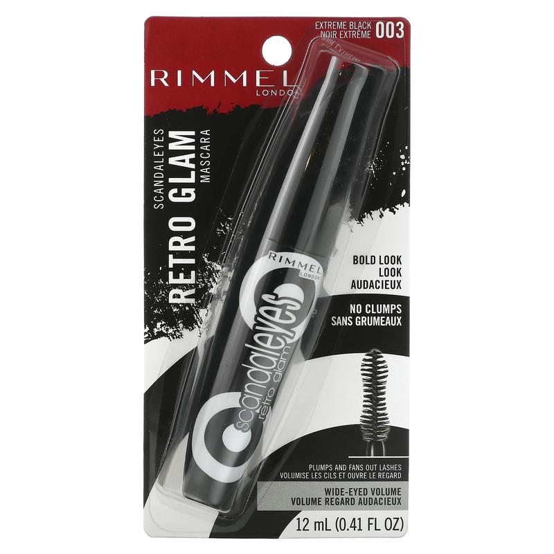 Rimmel London Scandal'Eyes, Retro Glam Mascara, 003 Extreme Black, 0.41 fl oz (12 ml)