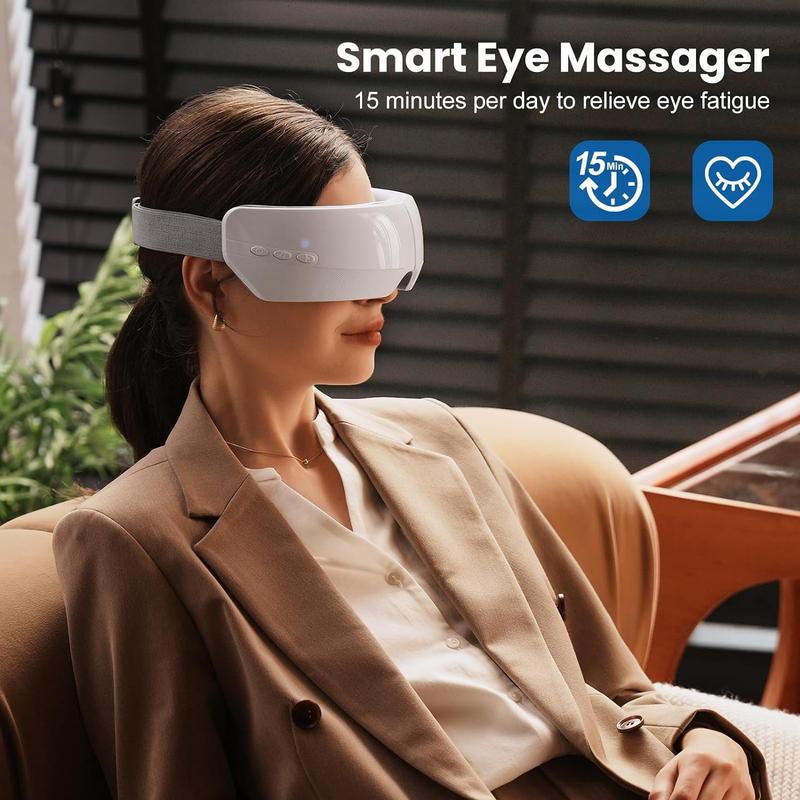 Eye Massager with Heat and Bluetooth Music–Perfect Gift for Relaxation,Migraine Relief,Eye Strain Reduction,and Improved Sleep Quality,Thanksgiving Christmas Gift