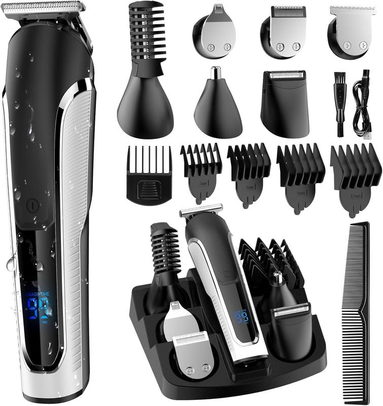 Beard Trimmer for Men, Waterproof Electric Razor Hair Trimmer, IPX7 Washable Hair Clippers for Beard, Mens Grooming Kit for Nose Mustache Body , Gifts for Men Father Husband