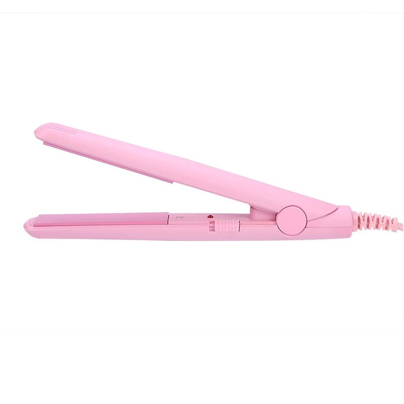 Hair Straightener, Flat Curler, 25W PTC Straightener and Curler in One Mini Straightener (Pink, US Plug)